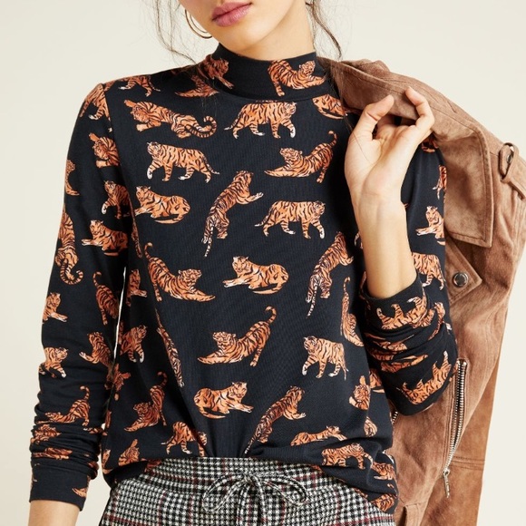 Maeve Tops - Anthropologie A+ Maeve Tiger Turtleneck 1x